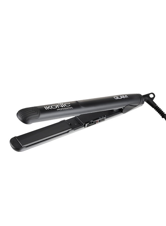 أي كونيك آيكونيك جلام مكواة فرد الشعر – أسود ألواح سيراميك تورمالين احترافية عائمة، تحكم تلقائي في الحرارة، تسخين سريع، خفيفة الوزن ومناسبة للسفر، مثالية لفرد الشعر المجعد والمموج، مناسبة لجميع أنواع الشعر. - Image 1